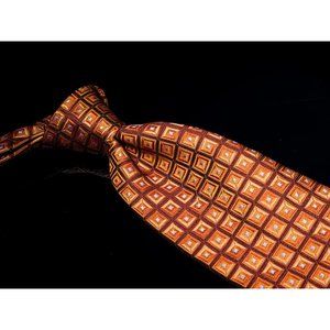 Ike Behar Brown Light Blue Neat 100% Silk Mens Designer Tie USA